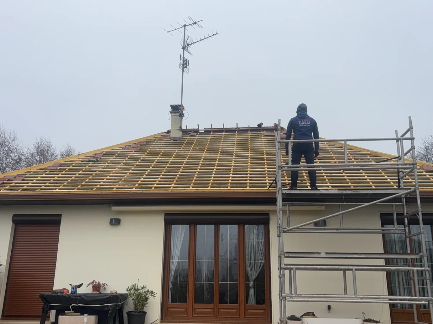 Réalisation : Pose de liteaunage — Résidentiel rénovation